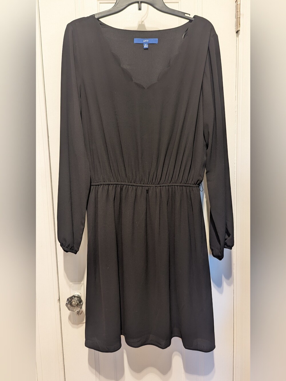 Apt. 9 Black Long-Sleeve Elastic-Waist Dress